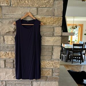 Eileen Fisher Petite Large Navy Shift Dress Faux Wrap